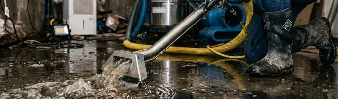Extraction wand pulling dirty water off a floor during cleanup in Dublin, CA